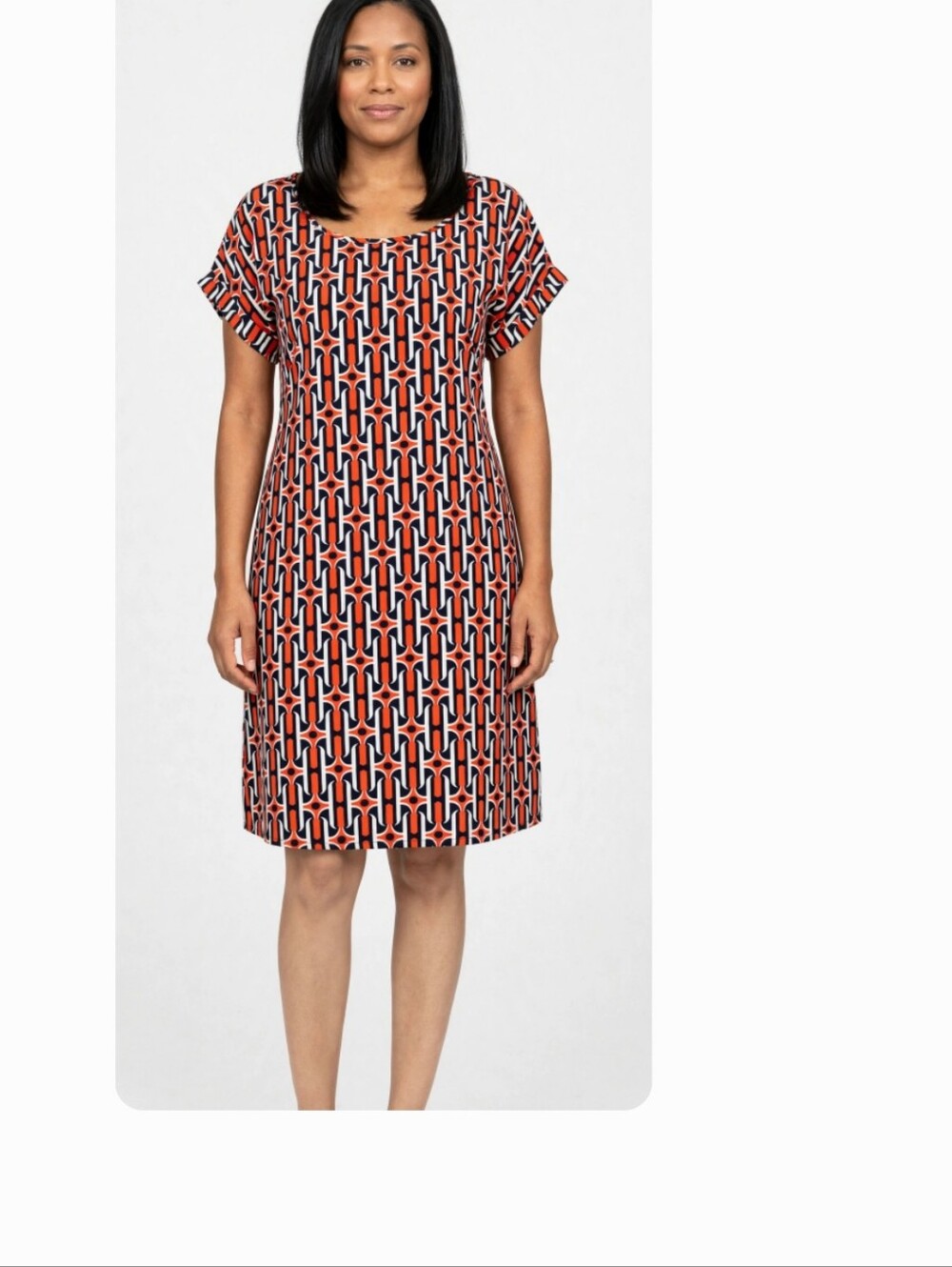 Francesca's Collections Blue Rain orange & Navy medium Dress